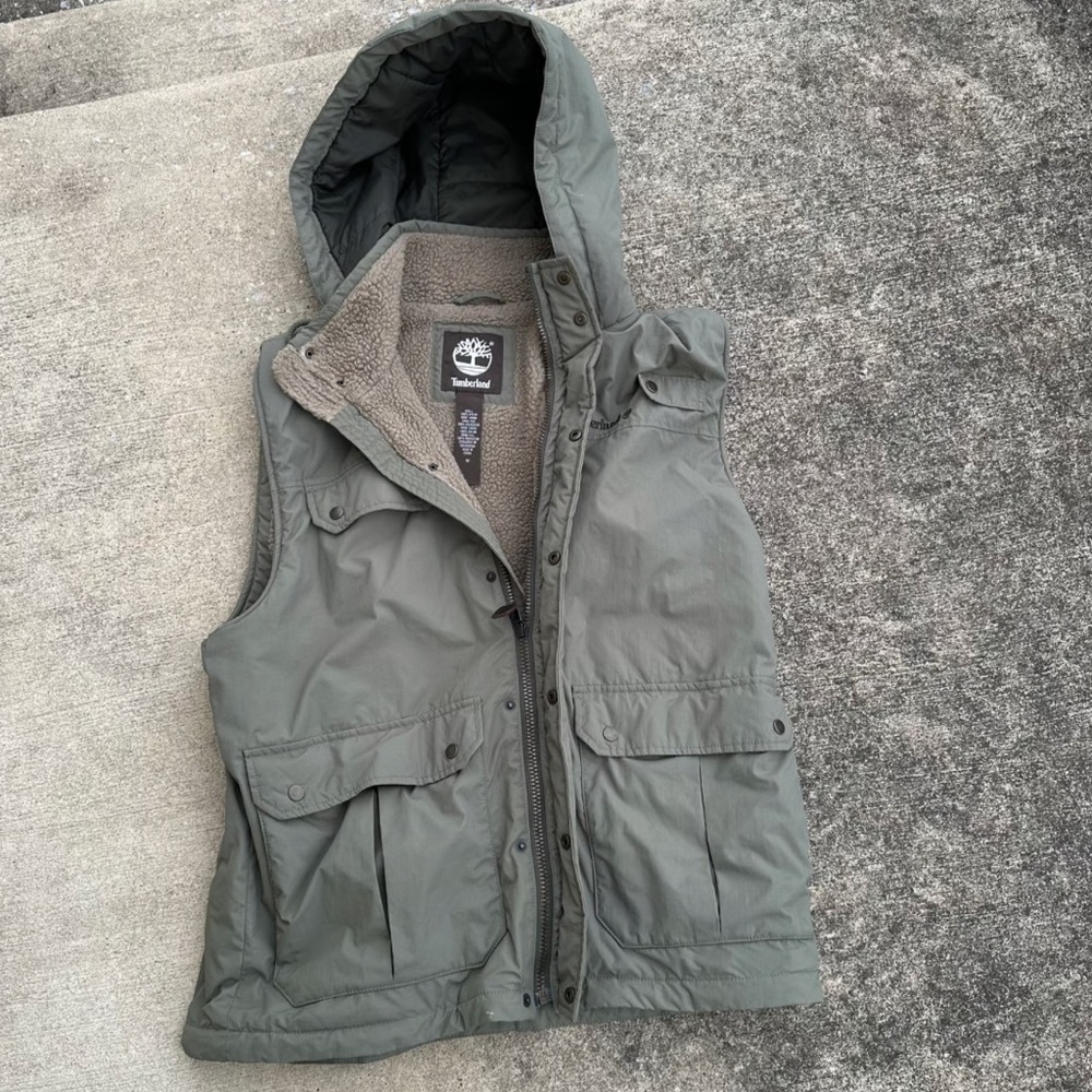 Timberland Olive Jacket with Sherpa Lining